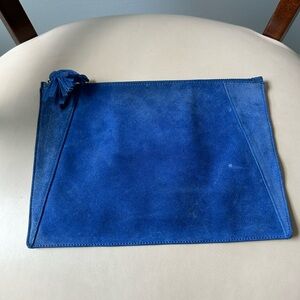 Neely and Chloe blue suede zipper pouch
